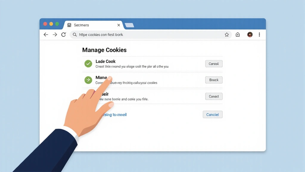 Illustrazione di un utente che gestisce le impostazioni dei cookie nel browser